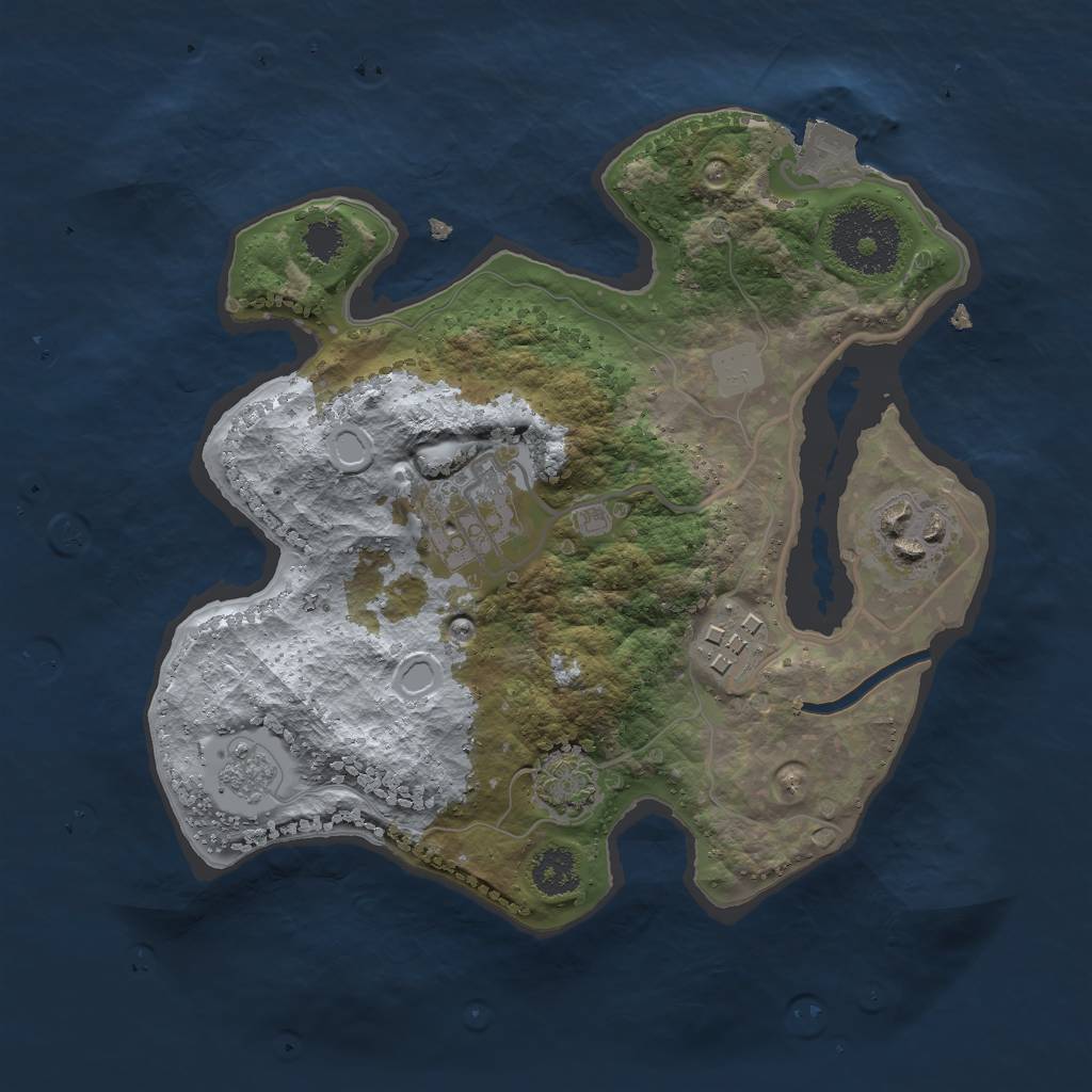 Rust Map: Procedural Map, Size: 2400, Seed: 177077021, 8 Monuments