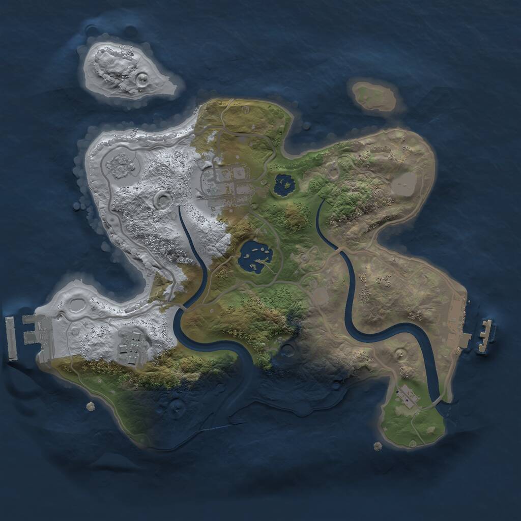 Rust Map: Procedural Map, Size: 2400, Seed: 1443642826, 8 Monuments