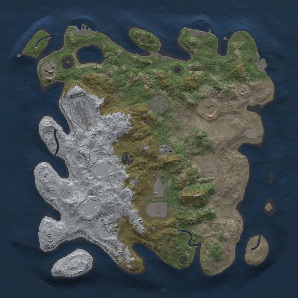 Rust Map: Procedural Map, Size: 3700, Seed: 345915062, 17 Monuments