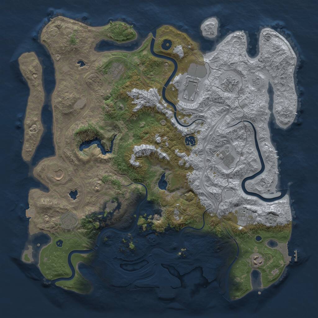 Rust Map: Procedural Map, Size: 4500, Seed: 514278761, 17 Monuments