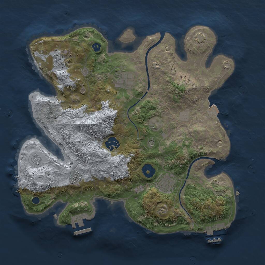 Rust Map: Procedural Map, Size: 3000, Seed: 19037, 11 Monuments