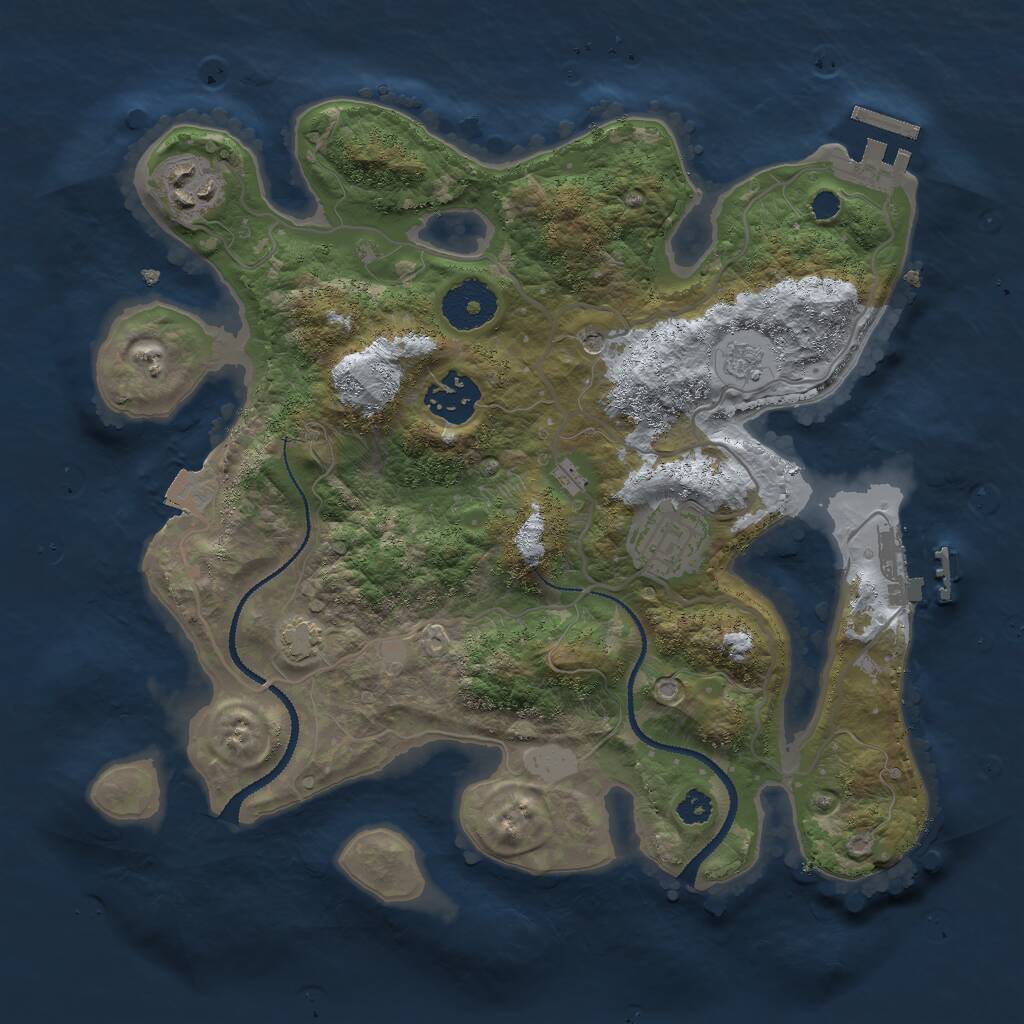 Rust Map: Procedural Map, Size: 3000, Seed: 1136152424, 9 Monuments