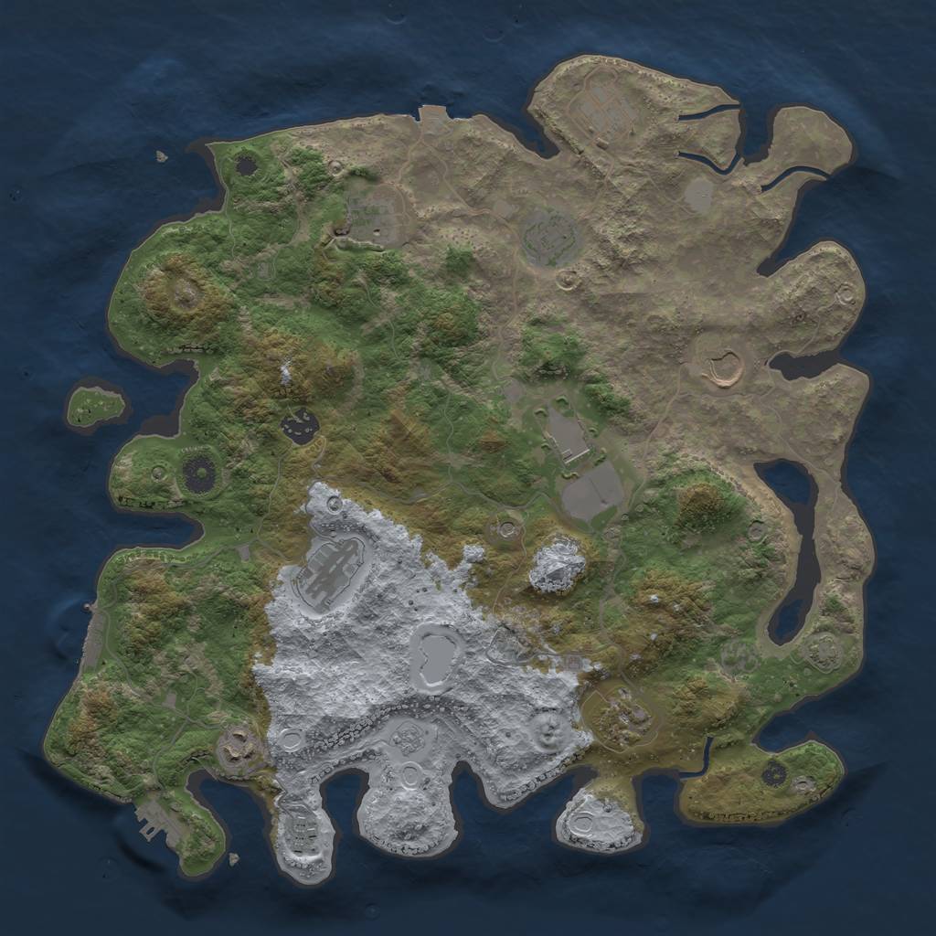 Rust Map: Procedural Map, Size: 3950, Seed: 1406438256, 18 Monuments
