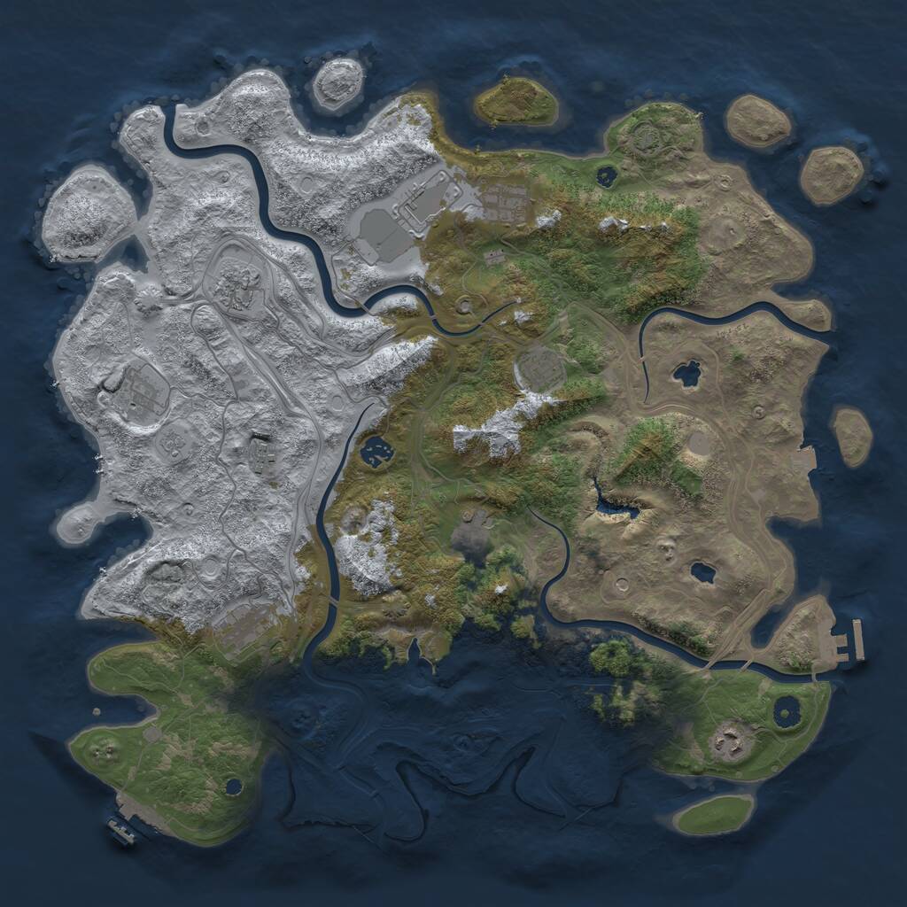 Rust Map: Procedural Map, Size: 4500, Seed: 88886666, 16 Monuments