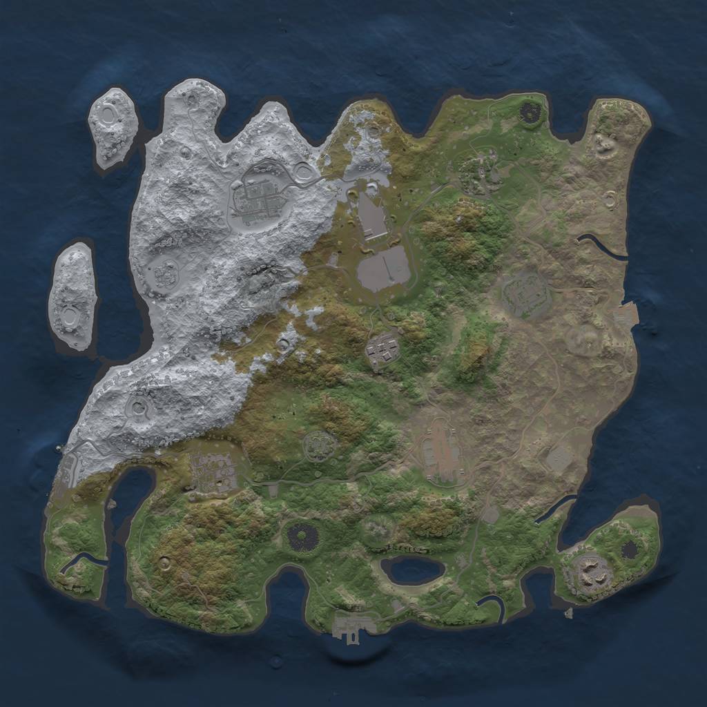 Rust Map: Procedural Map, Size: 3500, Seed: 1934061281, 16 Monuments