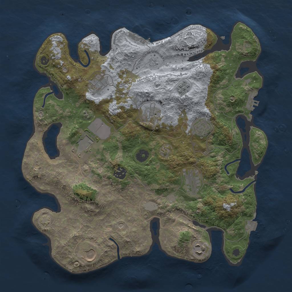 Rust Map: Procedural Map, Size: 3500, Seed: 498737768, 17 Monuments