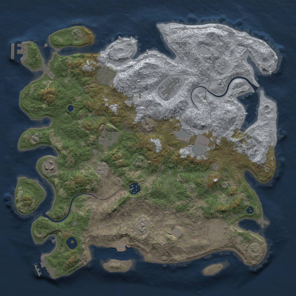 Rust Map: Procedural Map, Size: 3850, Seed: 45325610, 15 Monuments
