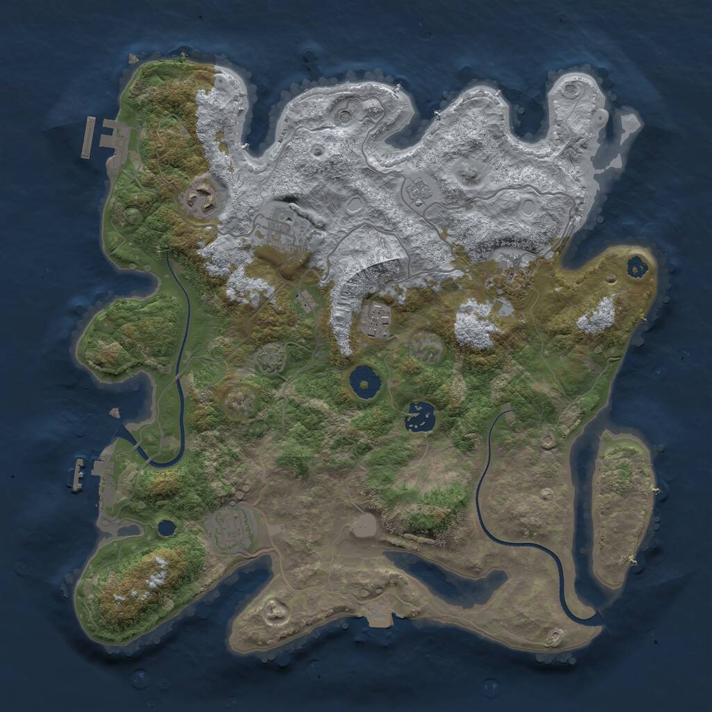 Rust Map: Procedural Map, Size: 3400, Seed: 14514672, 12 Monuments