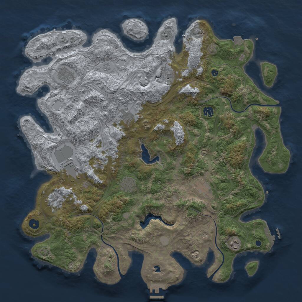 Rust Map: Procedural Map, Size: 4400, Seed: 86408076, 16 Monuments