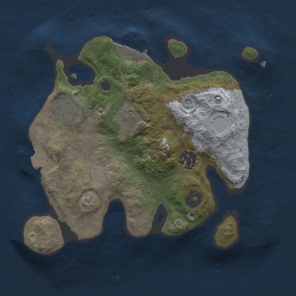 Rust Map: Procedural Map, Size: 2500, Seed: 982585623, 8 Monuments