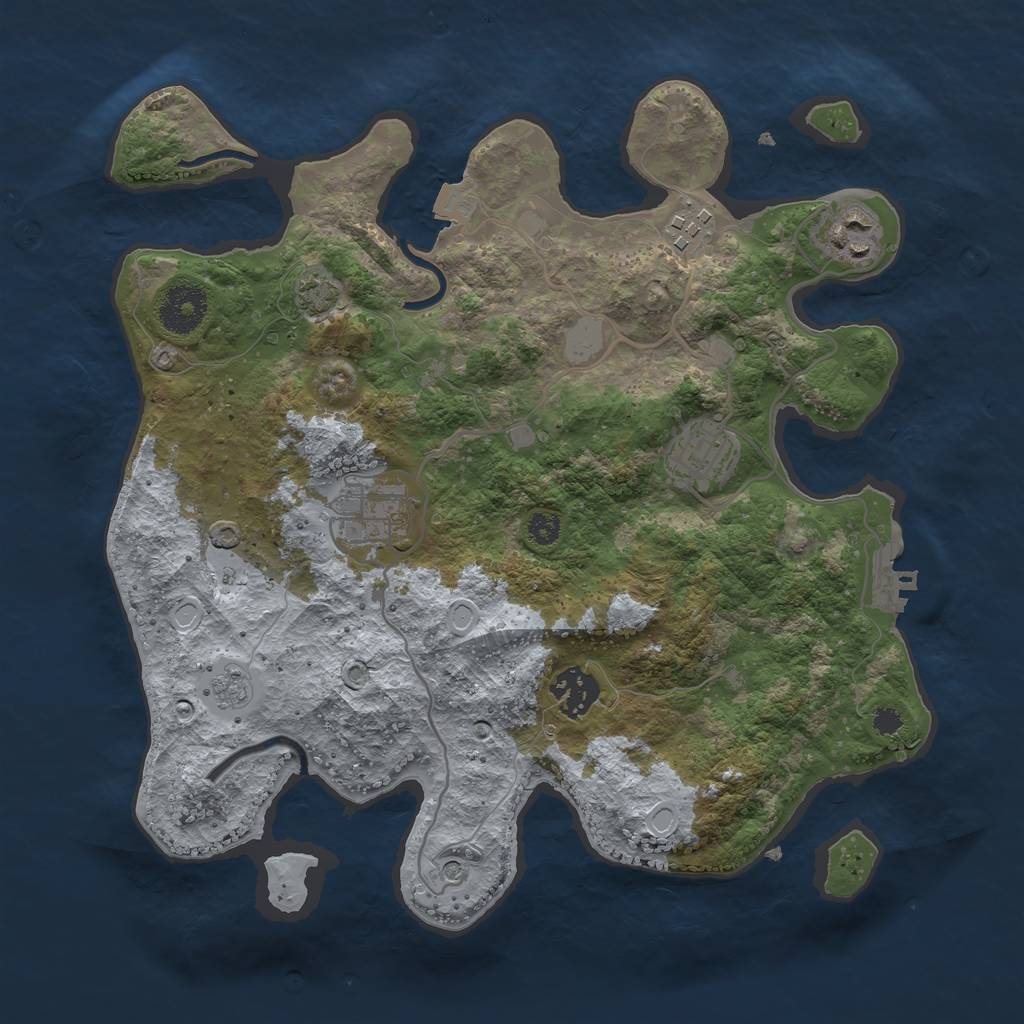 Rust Map: Procedural Map, Size: 3200, Seed: 792533276, 12 Monuments