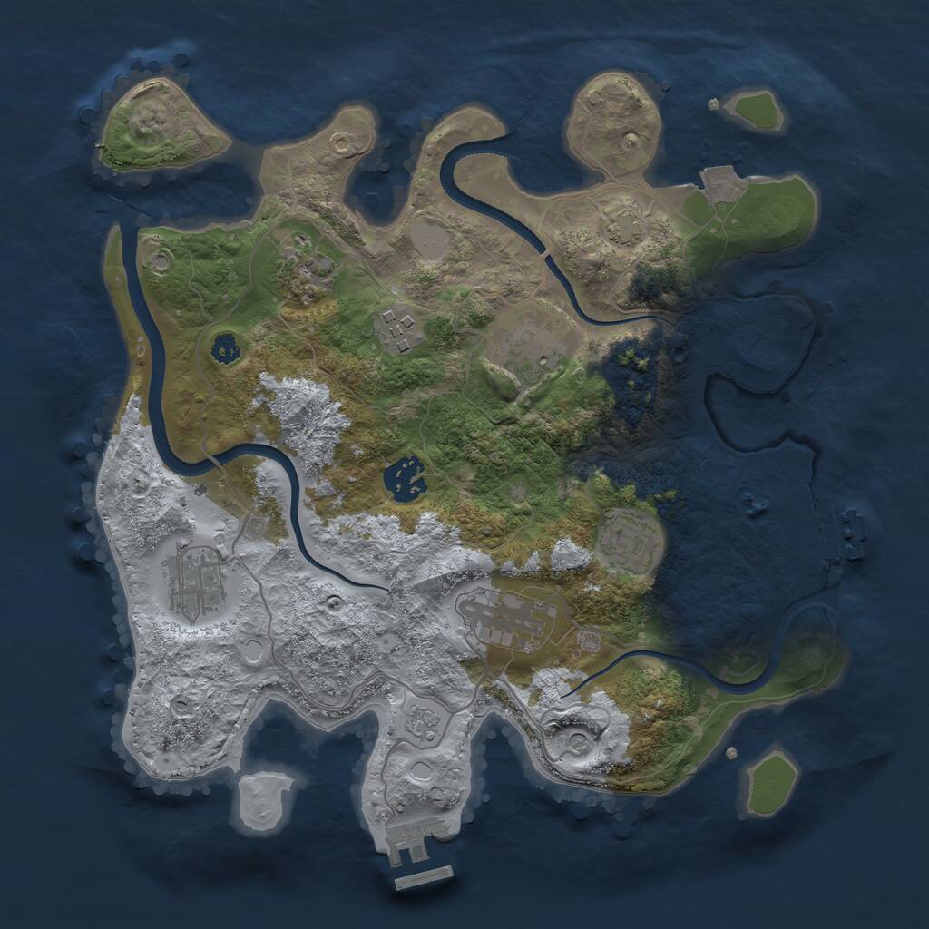 Rust Map: Procedural Map, Size: 3200, Seed: 792533276, 13 Monuments