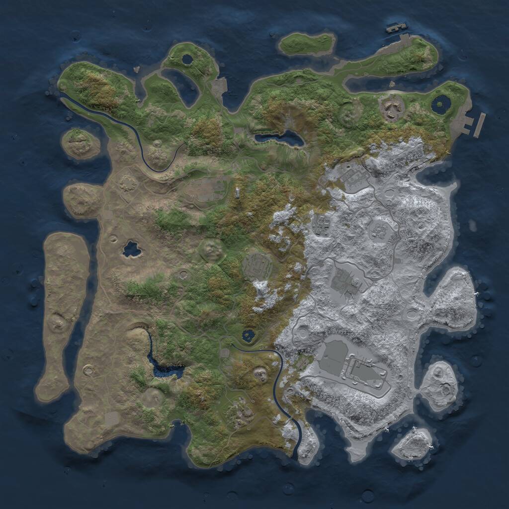 Rust Map: Procedural Map, Size: 4000, Seed: 7329466, 14 Monuments