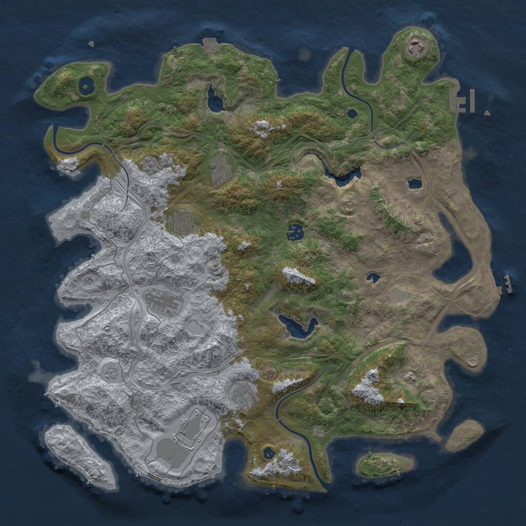 Rust Map: Procedural Map, Size: 4500, Seed: 431305079, 14 Monuments