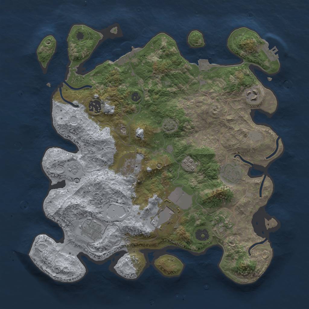 Rust Map: Procedural Map, Size: 3500, Seed: 1874611, 16 Monuments