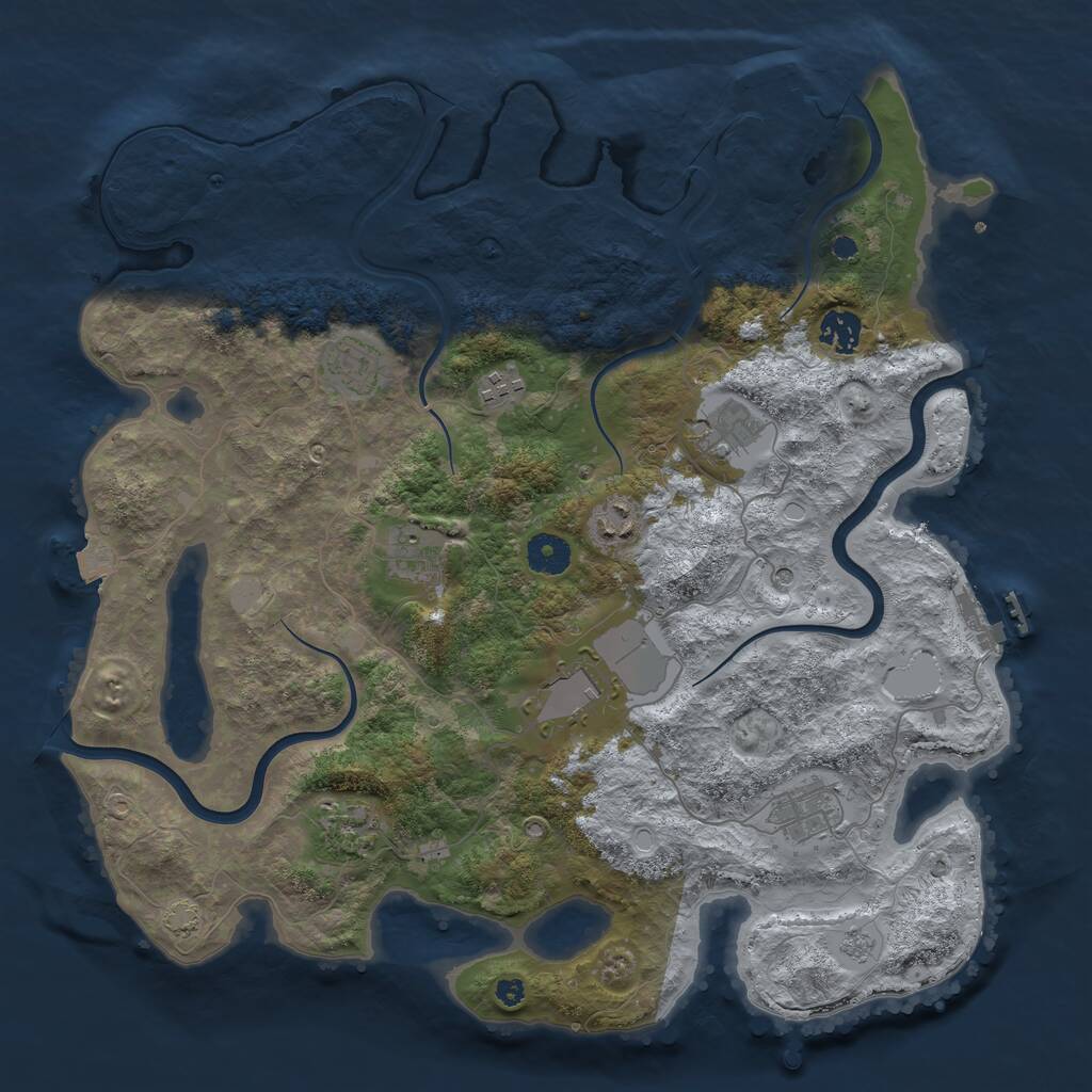 Rust Map: Procedural Map, Size: 3850, Seed: 93745372, 15 Monuments