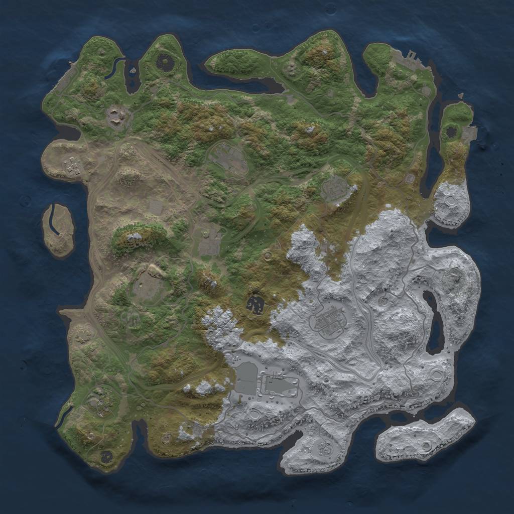 Rust Map: Procedural Map, Size: 4250, Seed: 28442301, 18 Monuments