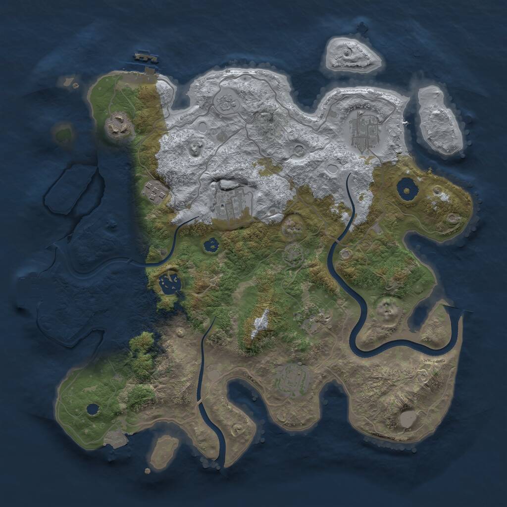 Rust Map: Procedural Map, Size: 3500, Seed: 96536009, 13 Monuments