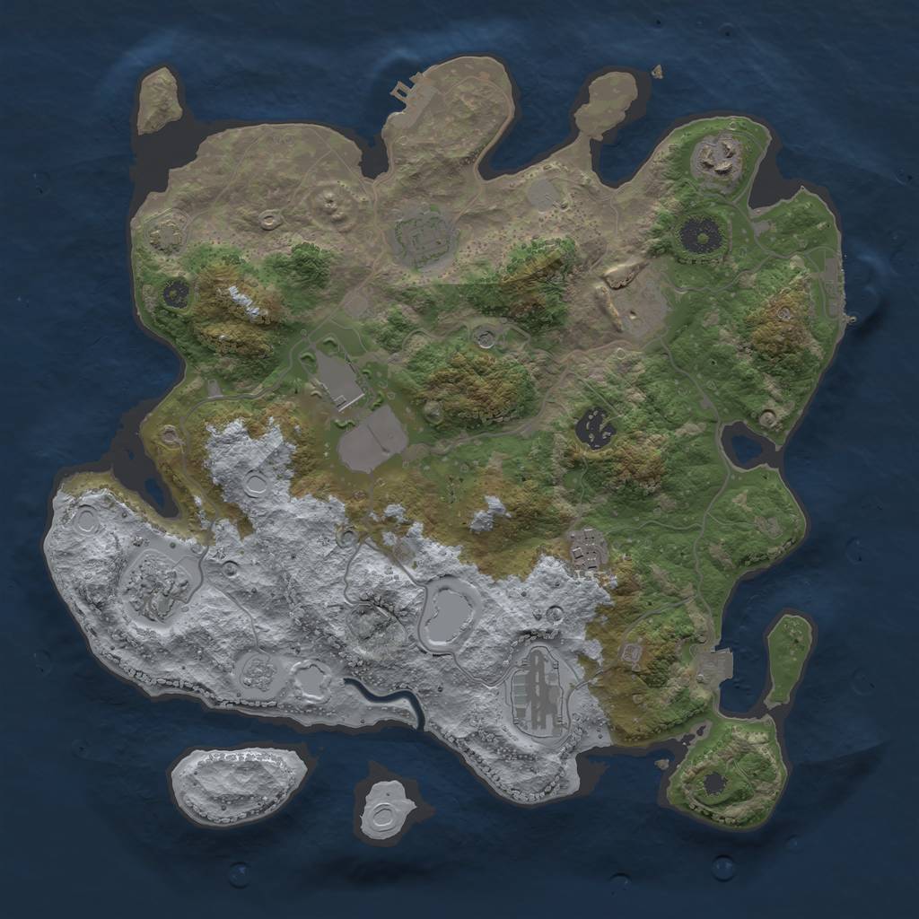 Rust Map: Procedural Map, Size: 3500, Seed: 40560723, 16 Monuments