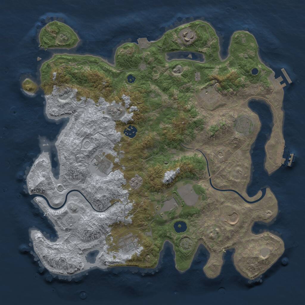 Rust Map: Procedural Map, Size: 3700, Seed: 33776071, 15 Monuments