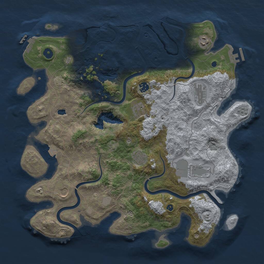 Rust Map: Procedural Map, Size: 4000, Seed: 69006080, 14 Monuments