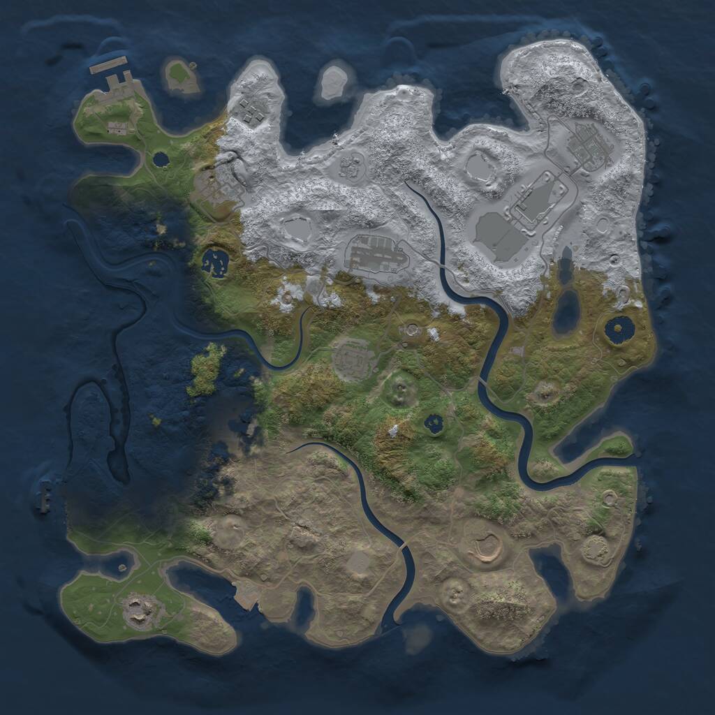 Rust Map: Procedural Map, Size: 3800, Seed: 92131975, 16 Monuments
