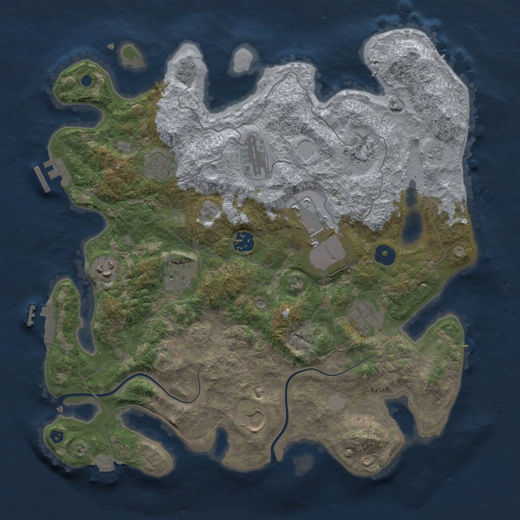 Rust Map: Procedural Map, Size: 3800, Seed: 92131975, 16 Monuments