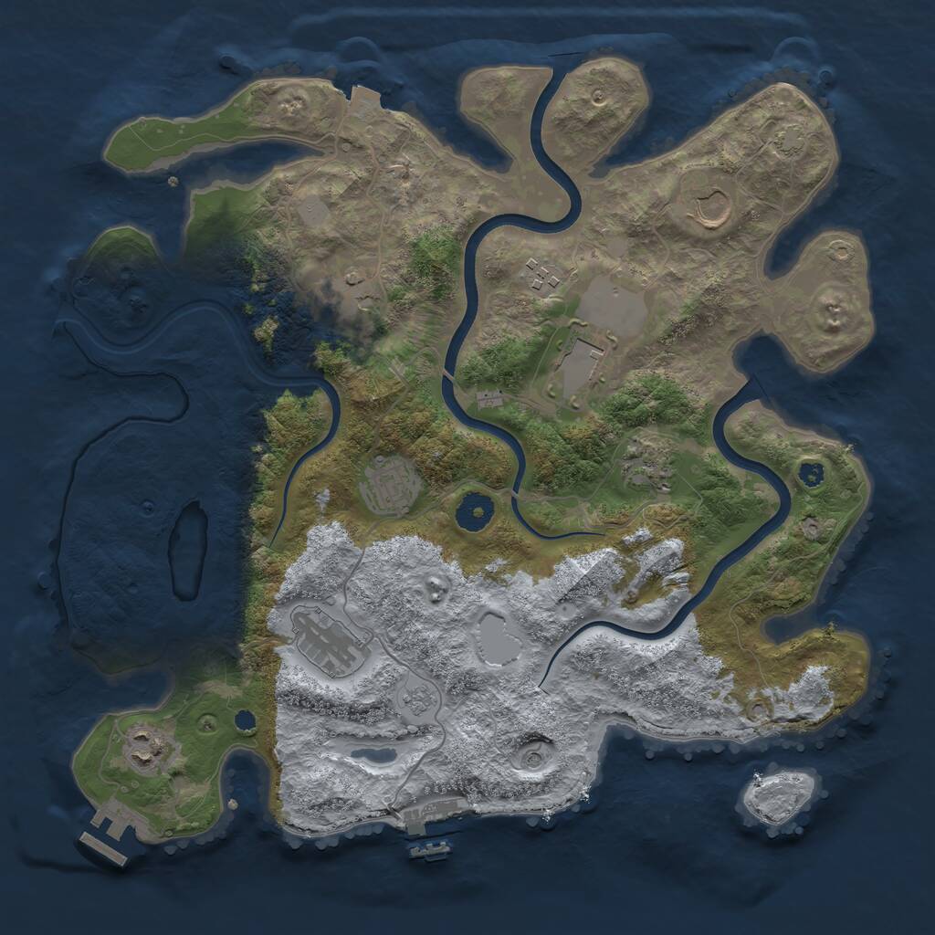 Rust Map: Procedural Map, Size: 3700, Seed: 84345486, 14 Monuments