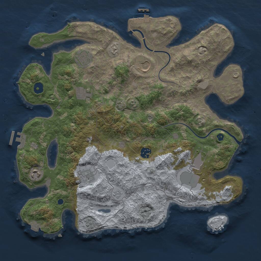 Rust Map: Procedural Map, Size: 3700, Seed: 84345486, 14 Monuments