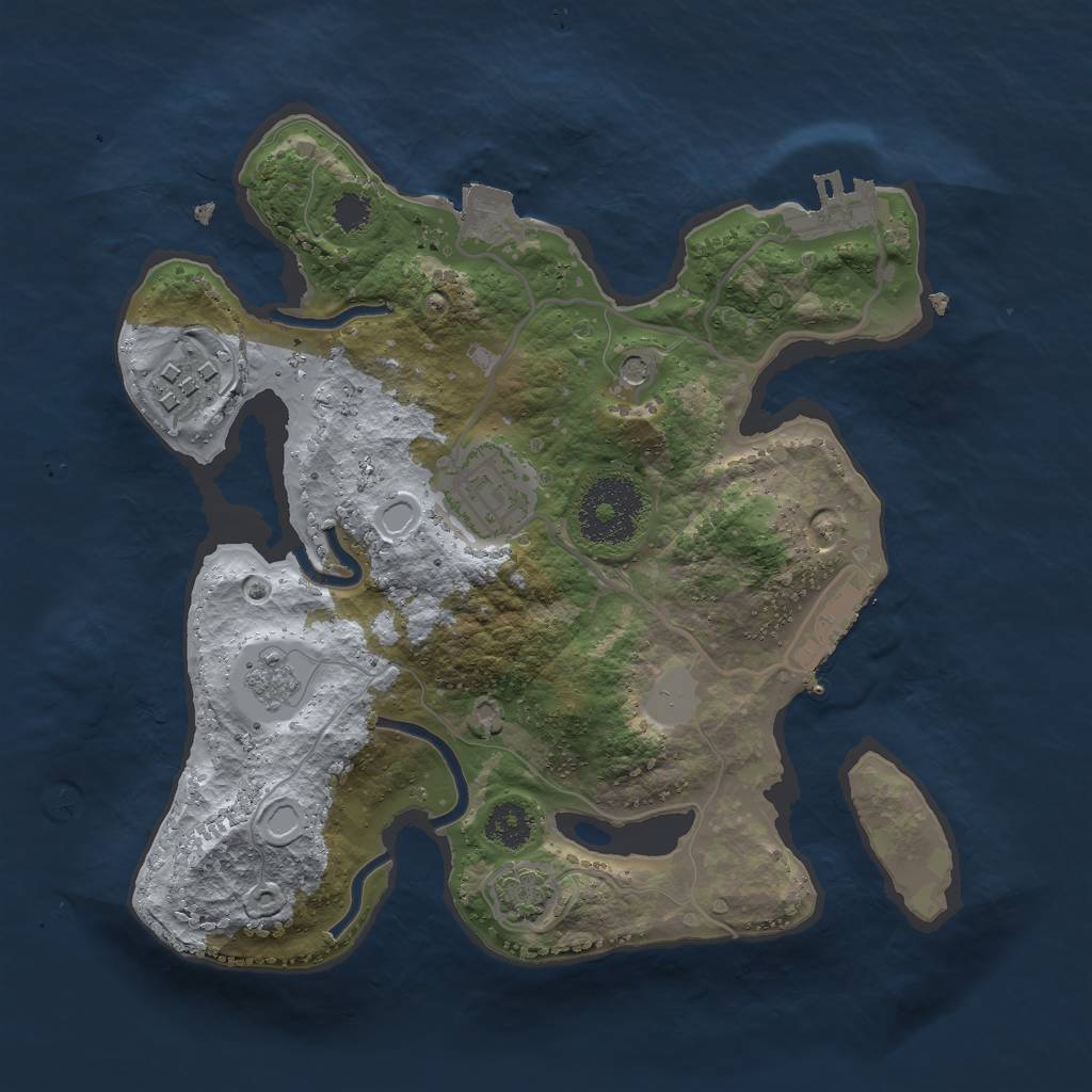 Rust Map: Procedural Map, Size: 2500, Seed: 1294715817, 10 Monuments