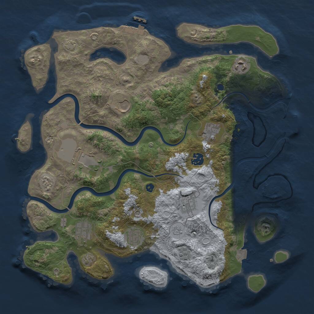 Rust Map: Procedural Map, Size: 3700, Seed: 47410015, 15 Monuments