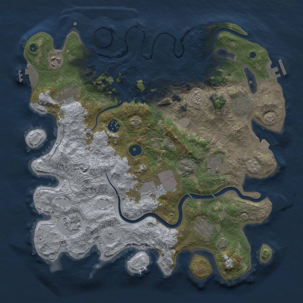 Rust Map: Procedural Map, Size: 3800, Seed: 77461887, 16 Monuments