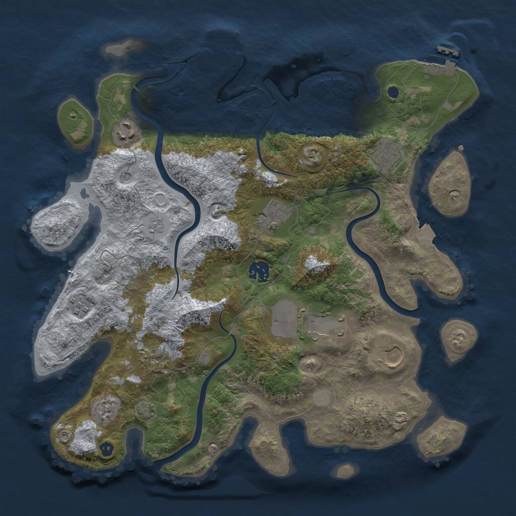 Rust Map: Procedural Map, Size: 3650, Seed: 76226838, 14 Monuments