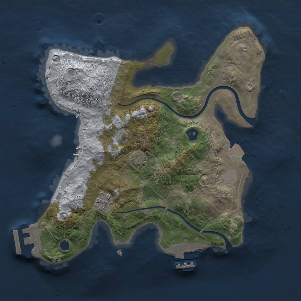 Rust Map: Procedural Map, Size: 2500, Seed: 17860, 5 Monuments