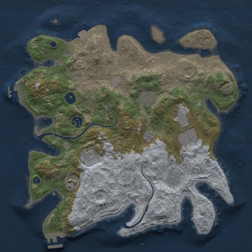Rust Map: Procedural Map, Size: 3500, Seed: 13330969, 14 Monuments