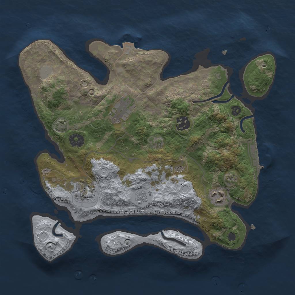 Rust Map: Procedural Map, Size: 3000, Seed: 2071233153, 11 Monuments