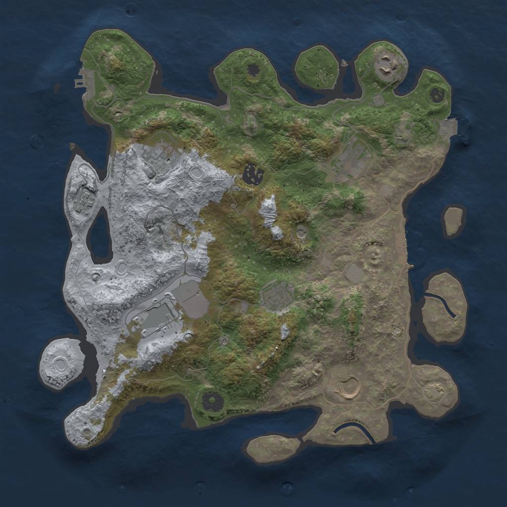 Rust Map: Procedural Map, Size: 3500, Seed: 1644576687, 15 Monuments