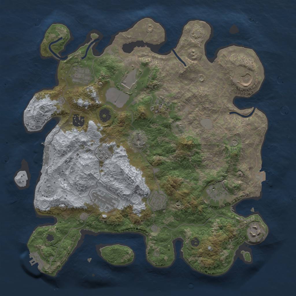 Rust Map: Procedural Map, Size: 3500, Seed: 823472245, 18 Monuments