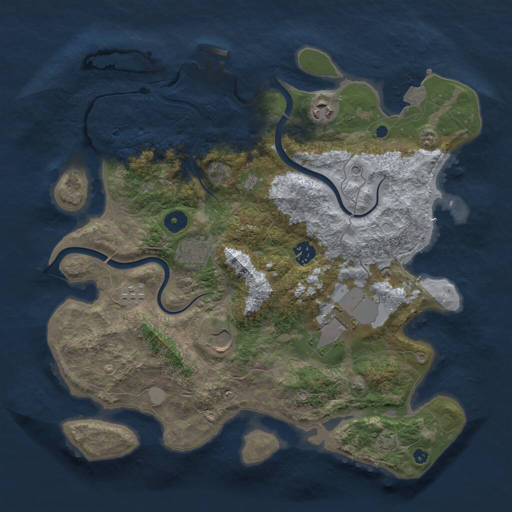 Rust Map: Procedural Map, Size: 3500, Seed: 825210091, 10 Monuments