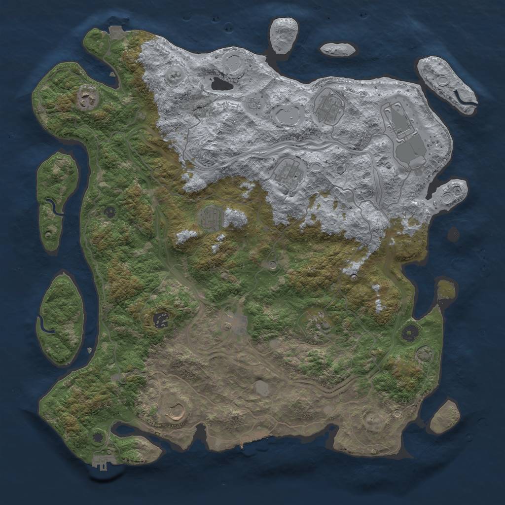 Rust Map: Procedural Map, Size: 4500, Seed: 1147504741, 17 Monuments