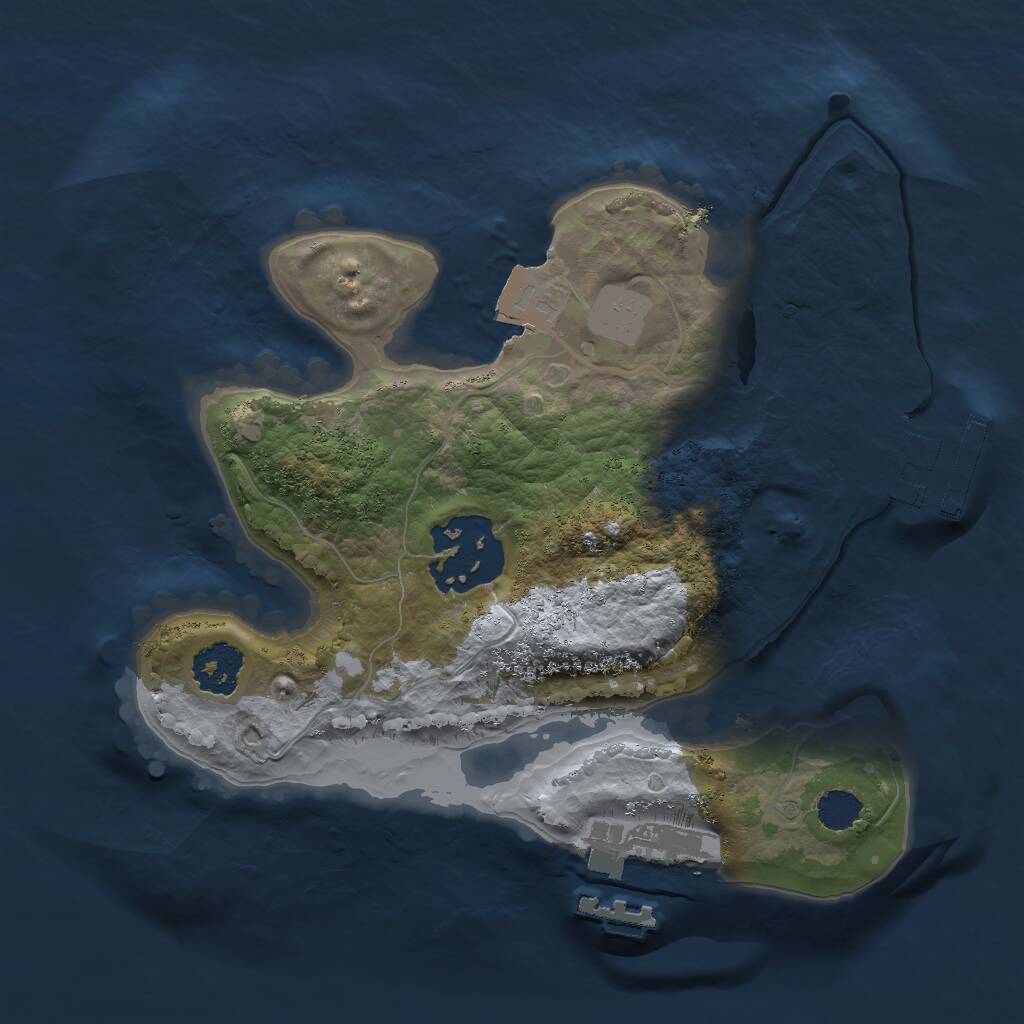 Rust Map: Procedural Map, Size: 2000, Seed: 2115359723, 4 Monuments