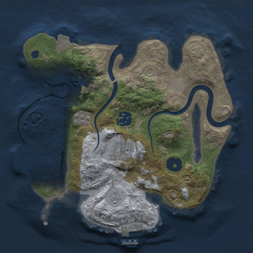 Rust Map: Procedural Map, Size: 2500, Seed: 26670705, 9 Monuments