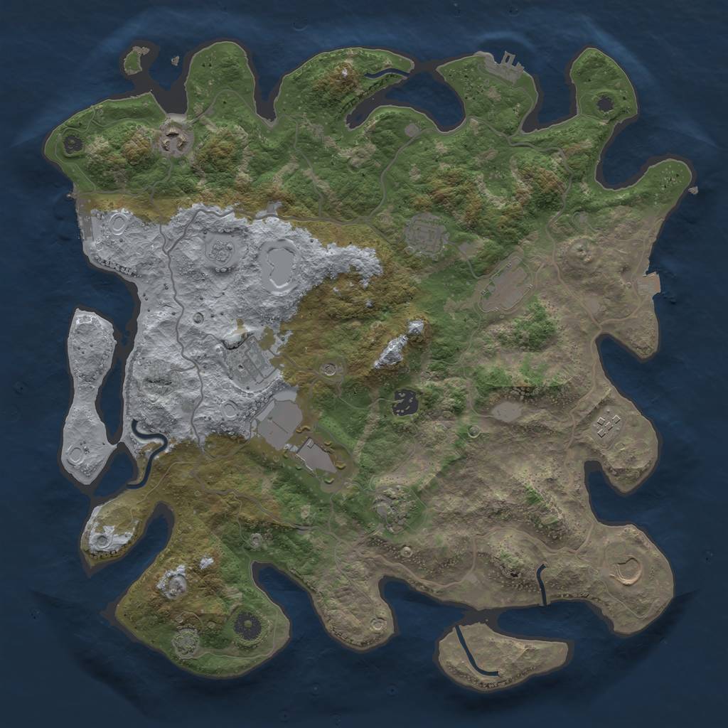 Rust Map: Procedural Map, Size: 4000, Seed: 1648608, 17 Monuments
