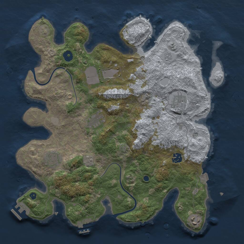 Rust Map: Procedural Map, Size: 3600, Seed: 6112697, 13 Monuments