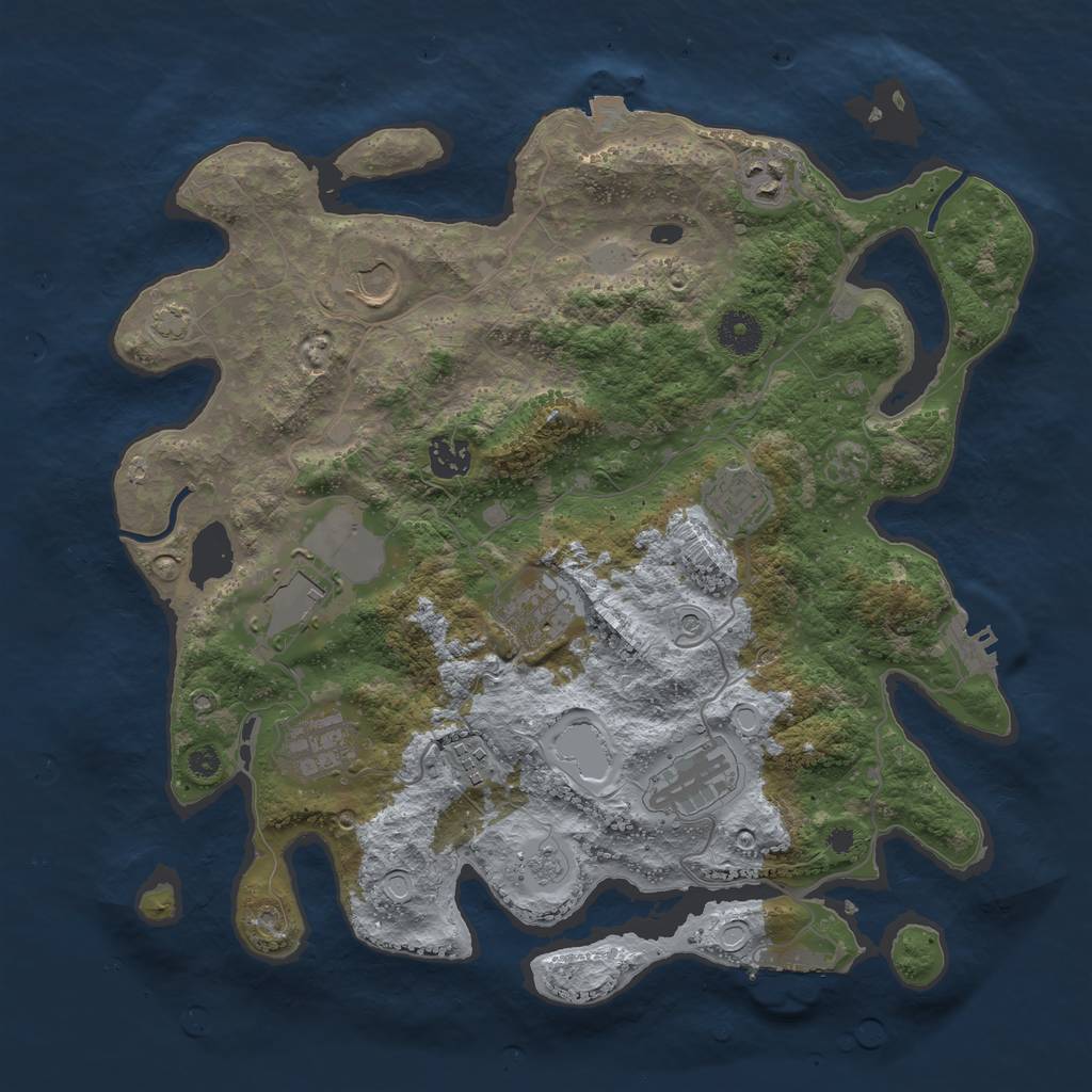 Rust Map: Procedural Map, Size: 3700, Seed: 96012871, 17 Monuments