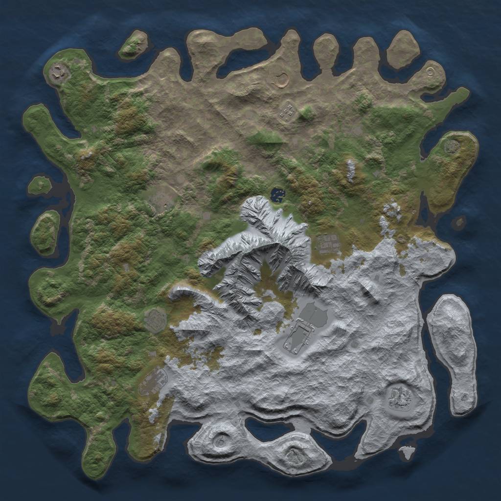 Rust Map: Barren, Size: 5007, Seed: 917948285, 14 Monuments