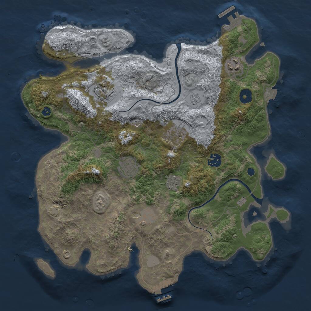 Rust Map: Procedural Map, Size: 3400, Seed: 72774374, 13 Monuments