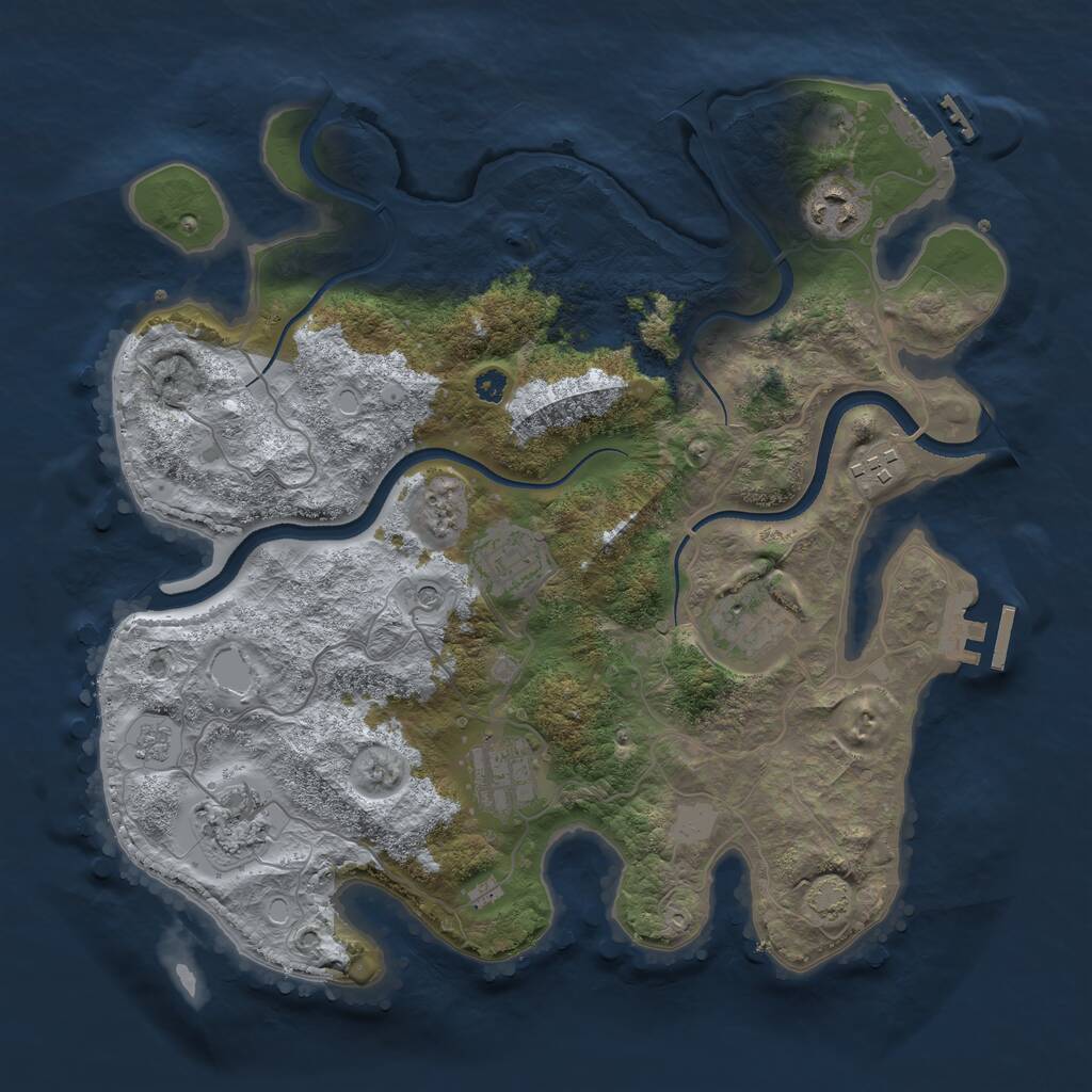 Rust Map: Procedural Map, Size: 3400, Seed: 53570574, 12 Monuments