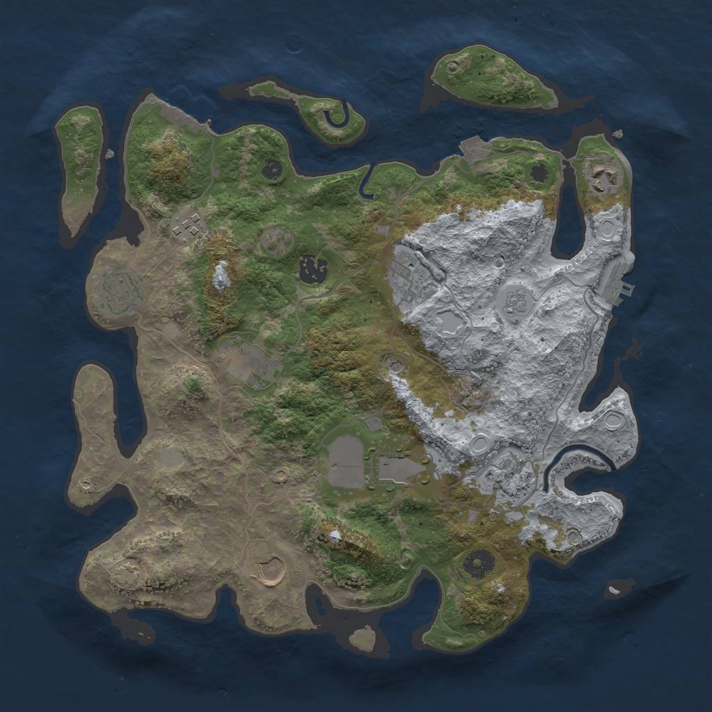 Rust Map: Procedural Map, Size: 3600, Seed: 57584950, 17 Monuments