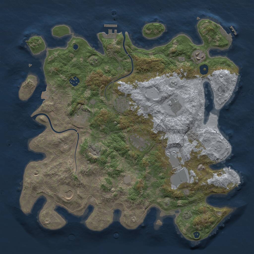 Rust Map: Procedural Map, Size: 3950, Seed: 54779952, 15 Monuments
